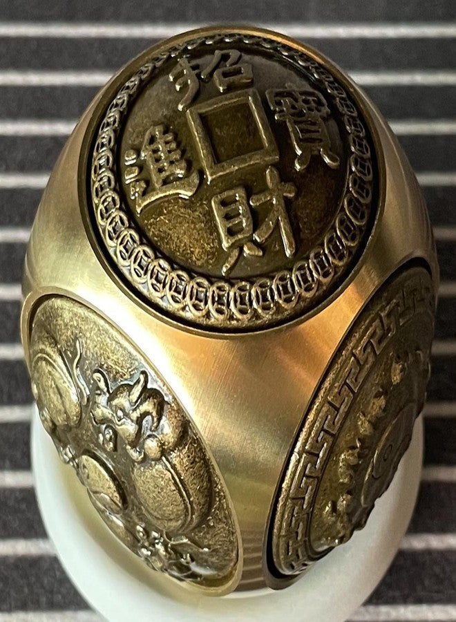 Briskfeel Brass Lucky Ball 6 Sides Rotatable Feng Shui Ornament Wealth Statue Treasure Ball Fengshui Sculpture Chinese Traditional Home Decor (G1 Large Lucky Ball) - Image 3